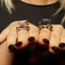 Load image into Gallery viewer, Maneater Ring: Pink Elephant and Tipsy Writer